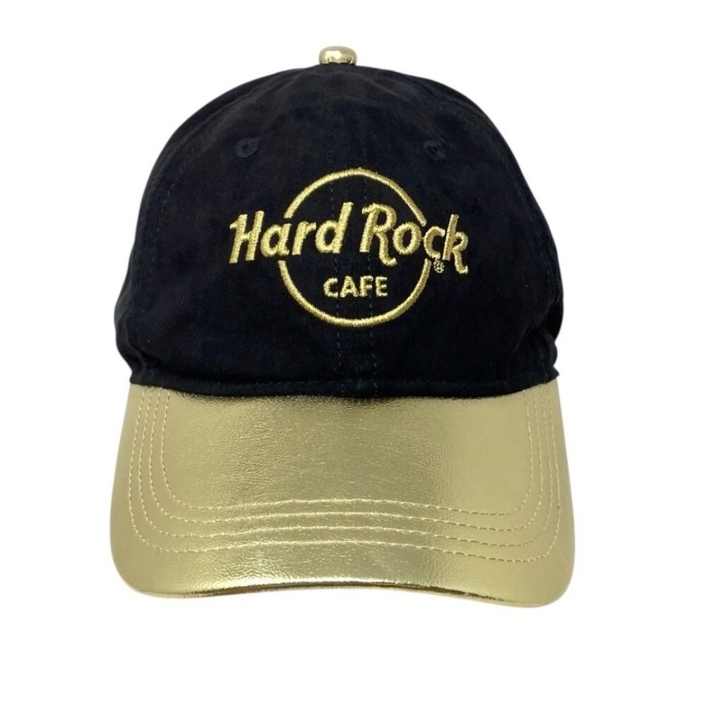 Hard‎ Rock Cafe Metallic Gold & Black Snapback Hat Orlando Embroidered NWOT GLAM